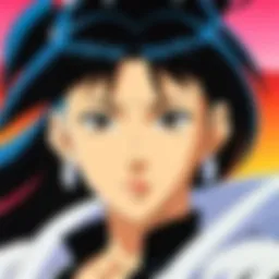 Depiction of key characters from Tenchi Muyo in a serene setting