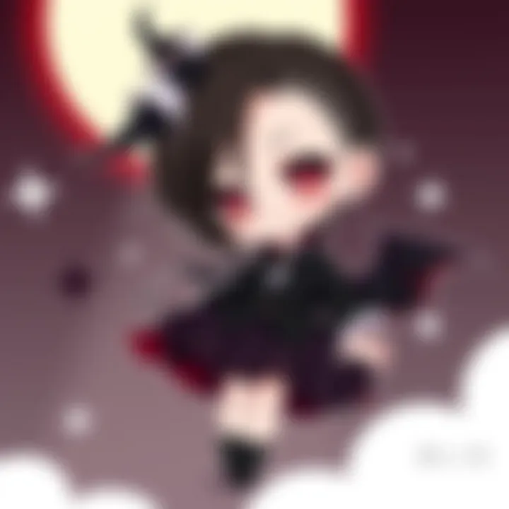 Stylish Chibi Vampire in Gothic Attire Stylish chibi vampire in a gothic attire