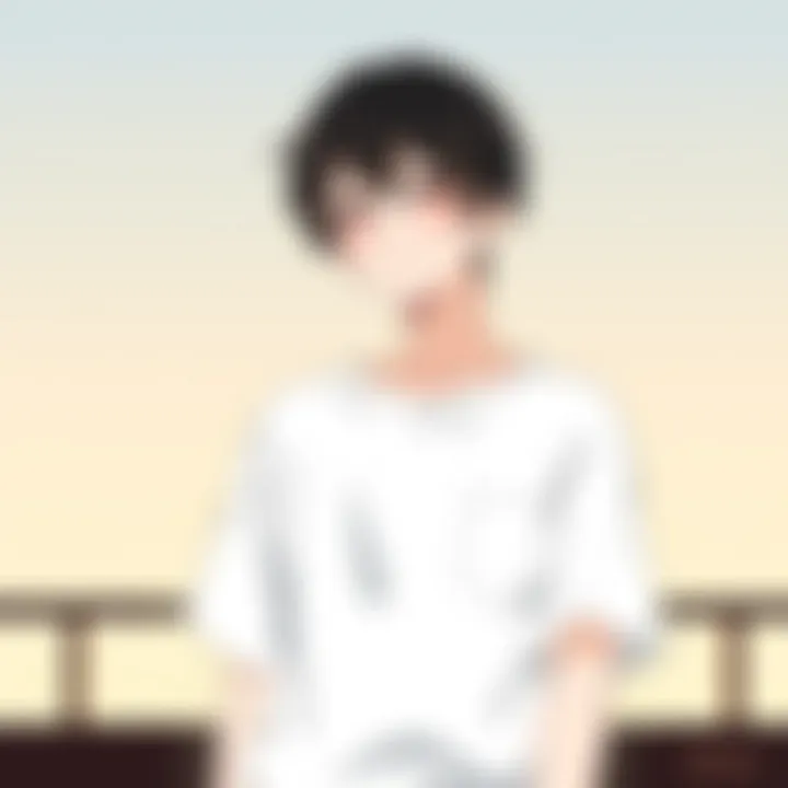 Minimalist Anime Aesthetics A close-up of a subtle anime t-shirt featuring minimalist designs.