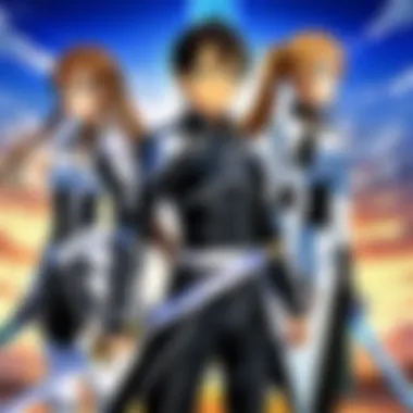 Illustration of key characters from Sword Art Online Key characters from Sword Art Online