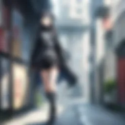 Vivid depiction of Kirito in a virtual landscape
