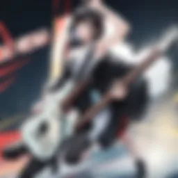 A powerful scene depicting a rock band performing live