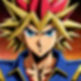 A detailed illustration of the Yu-Gi-Oh card game showcasing various cards and strategic gameplay.