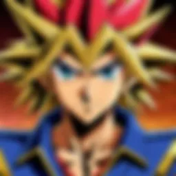 A detailed illustration of the Yu-Gi-Oh card game showcasing various cards and strategic gameplay.